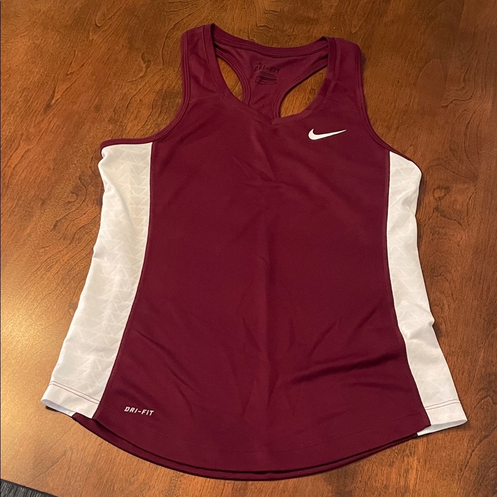 Nike Women's Burgundy and White Tank Top